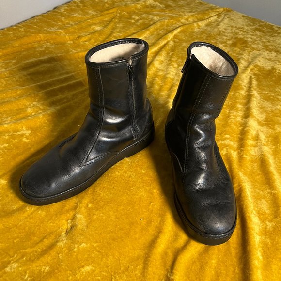 Vintage Original Bates Floaters Men Boots Leather Upper Wool Lining Zip Sz 9.5EW - Picture 1 of 14